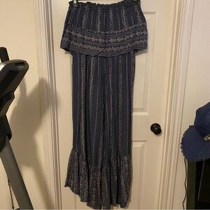 Blue Patterned Women's jumpsuit